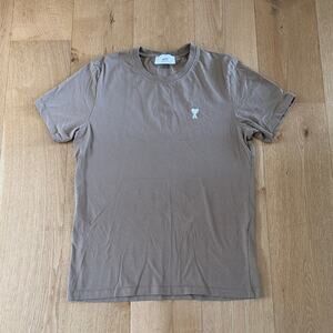Ami Paris Cotton T- Shirt Ami de Coeur Size Est M Brown